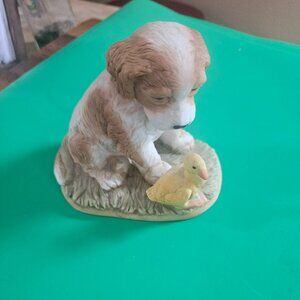 vintage homco puppy dog w yellow duck figurine no chips or cracks
